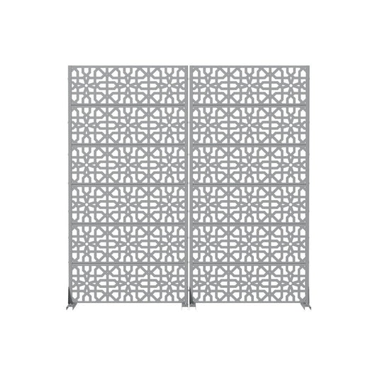 Set Of Two Gray Moroccan Steel 12 Outdoor Privacy Screen