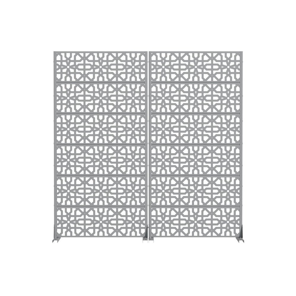 Set Of Two Gray Moroccan Steel 12 Outdoor Privacy Screen HomeRoots