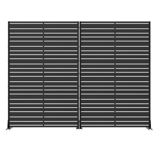 Set Of Two Black Striped Steel 12 Outdoor Privacy Screen