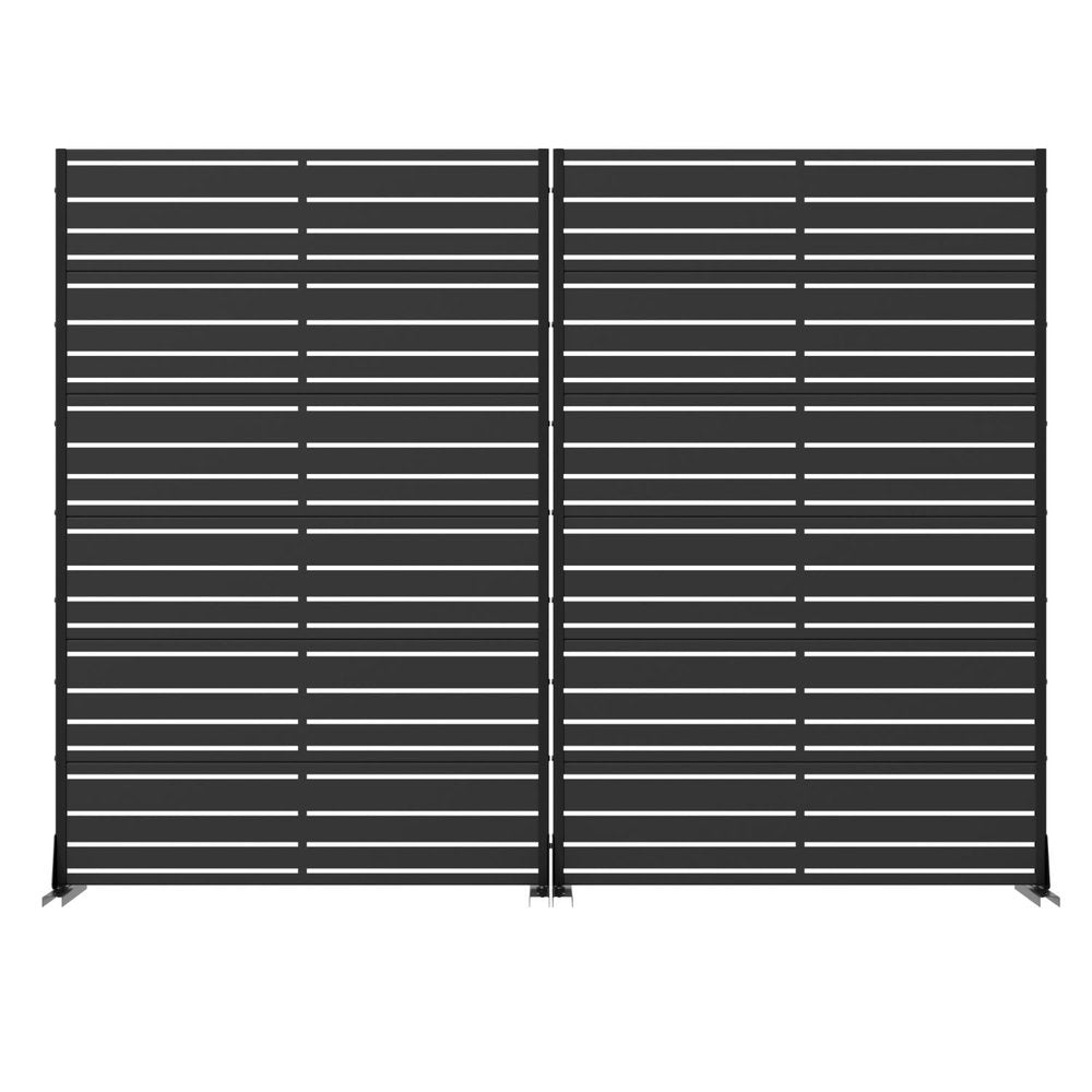 Set Of Two Black Striped Steel 12 Outdoor Privacy Screen HomeRoots