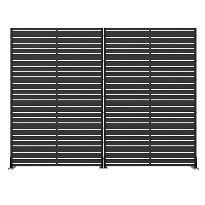 Set Of Two Black Striped Steel 12 Outdoor Privacy Screen HomeRoots