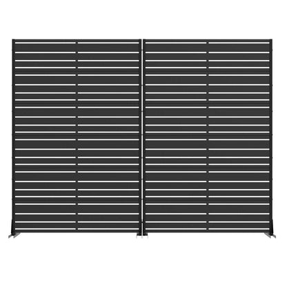 Set Of Two Black Striped Steel 12 Outdoor Privacy Screen HomeRoots