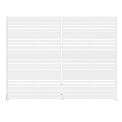 Set Of Two White Striped Steel 12 Outdoor Privacy Screen