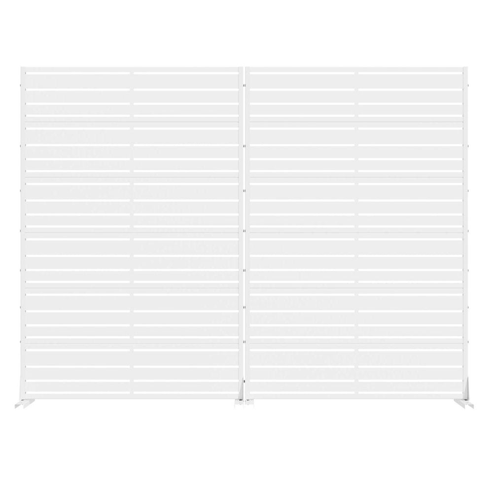 Set Of Two White Striped Steel 12 Outdoor Privacy Screen — view 2