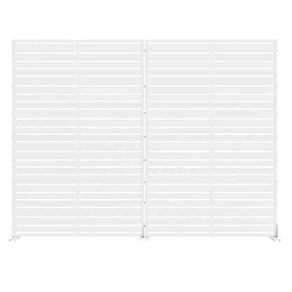 Set Of Two White Striped Steel 12 Outdoor Privacy Screen HomeRoots