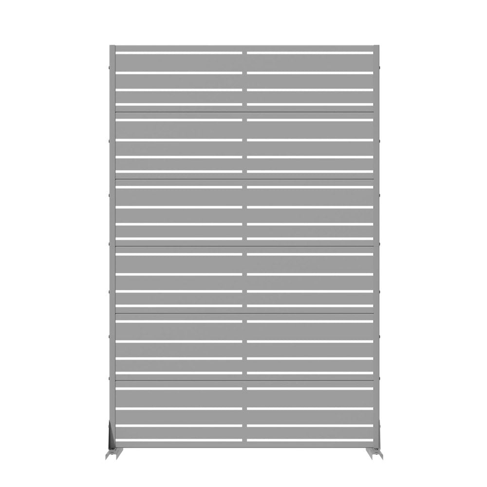 72" Gray Striped Steel Six Panel Outdoor Privacy Screen HomeRoots
