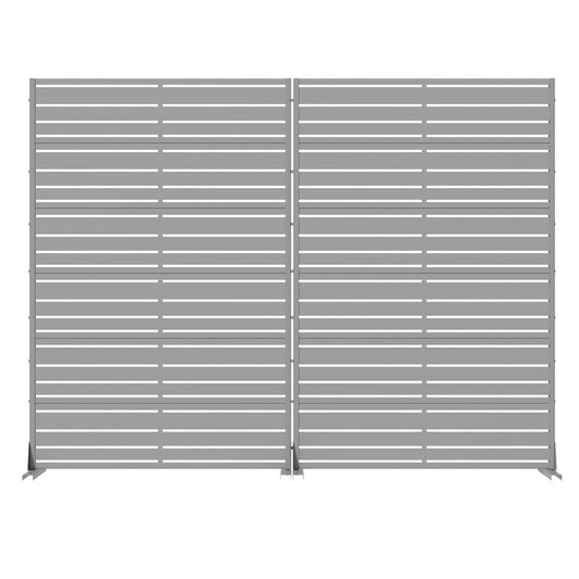 Set Of Two Gray Striped Steel 12 Outdoor Privacy Screen