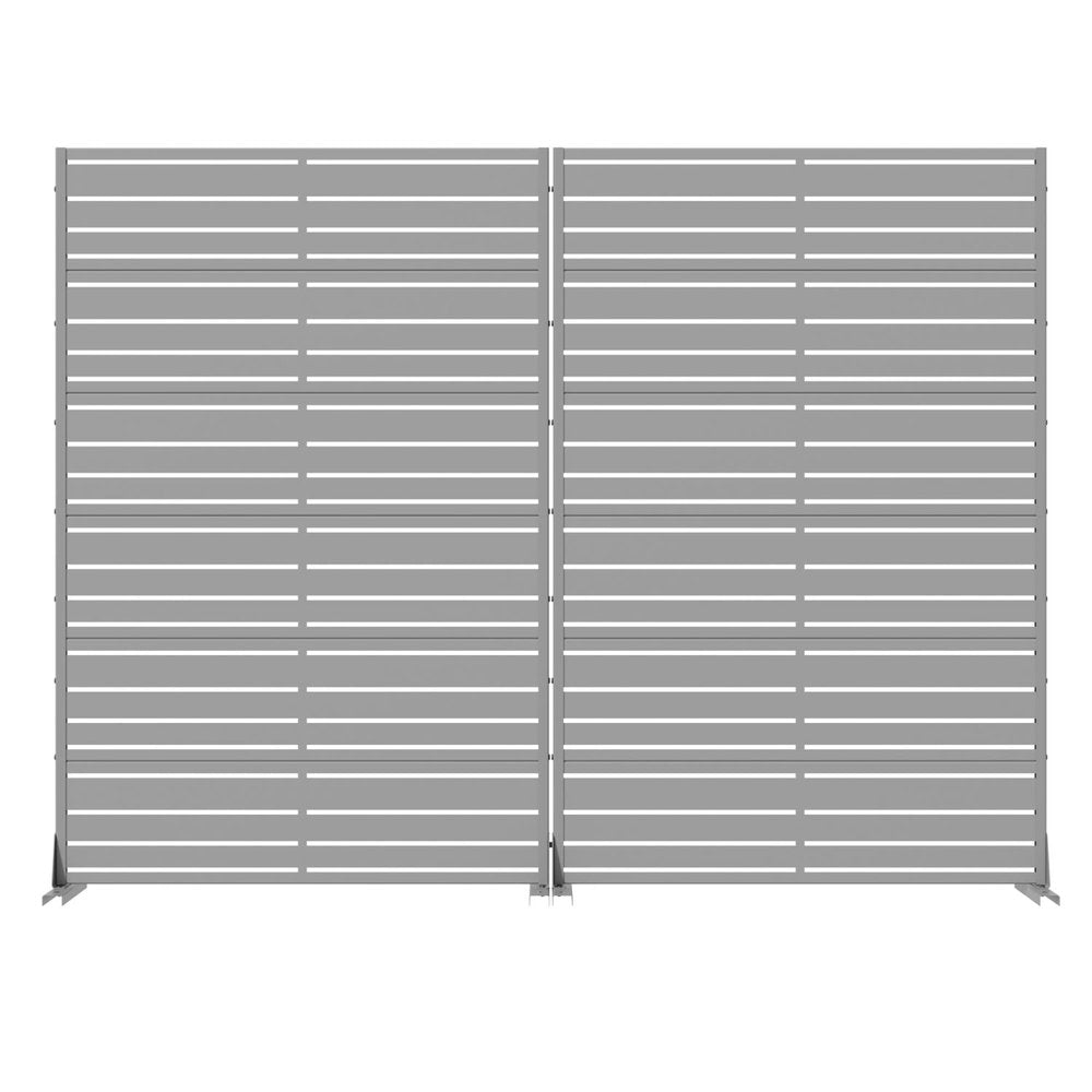 Set Of Two Gray Striped Steel 12 Outdoor Privacy Screen HomeRoots