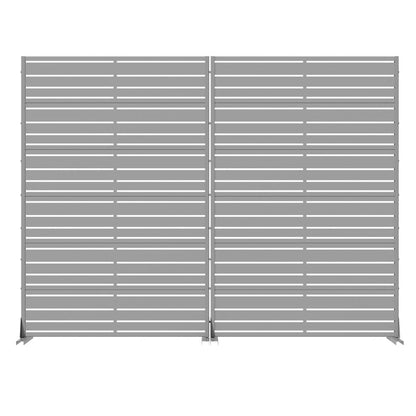 Set Of Two Gray Striped Steel 12 Outdoor Privacy Screen HomeRoots