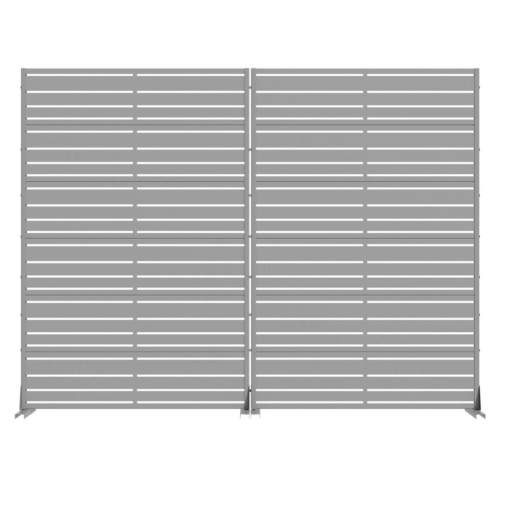 Set Of Two Gray Striped Steel 12 Outdoor Privacy Screen HomeRoots