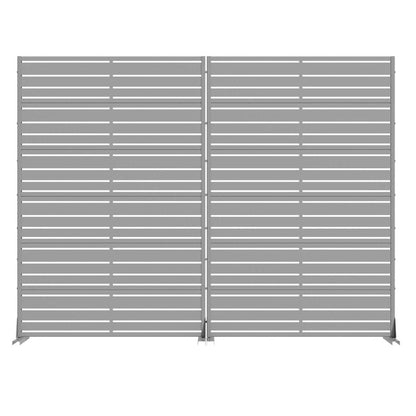 Set Of Two Gray Striped Steel 12 Outdoor Privacy Screen HomeRoots
