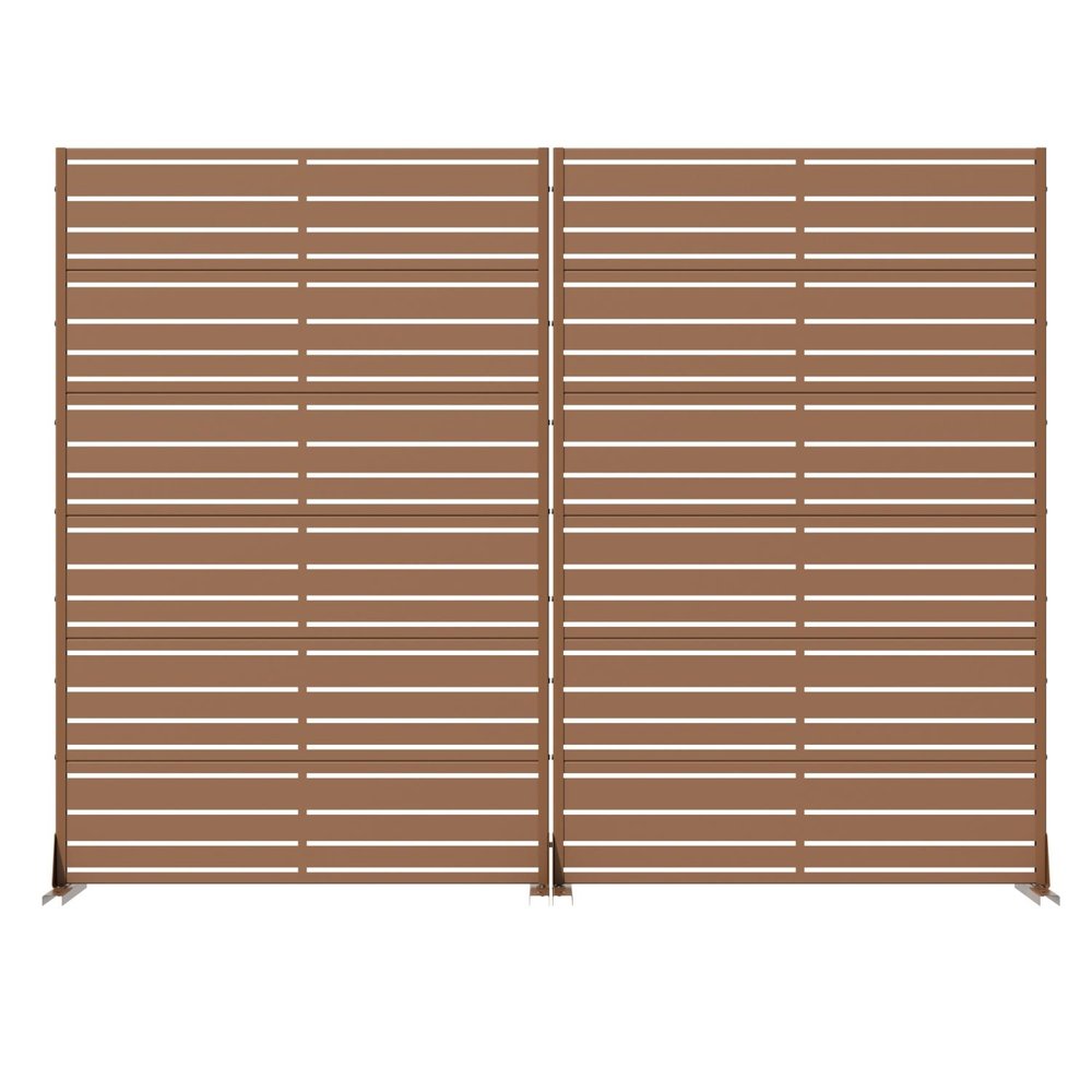 Set Of Two Brown Striped Steel 12 Outdoor Privacy Screen — view 1