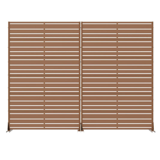 Set Of Two Brown Striped Steel 12 Outdoor Privacy Screen
