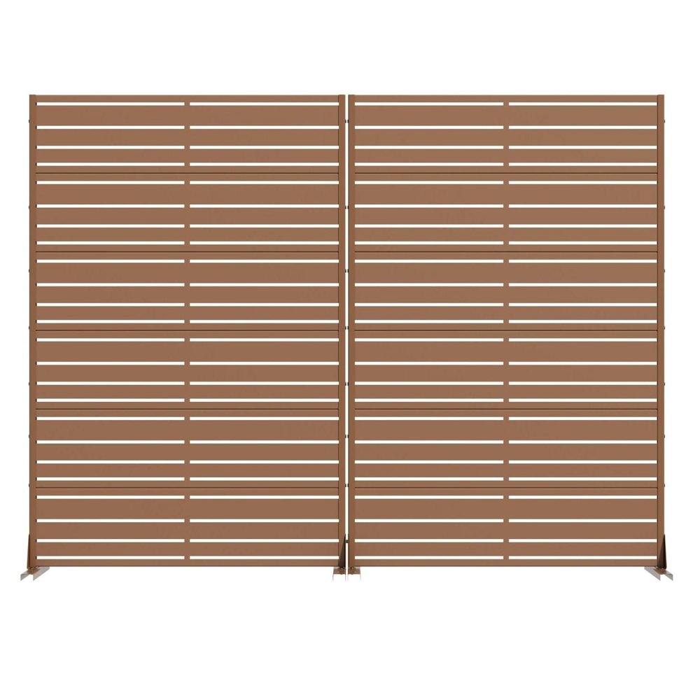 Set Of Two Brown Striped Steel 12 Outdoor Privacy Screen HomeRoots
