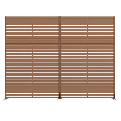 Set Of Two Brown Striped Steel 12 Outdoor Privacy Screen HomeRoots