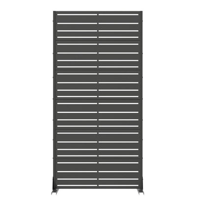 72" Black Striped Steel Six Panel Outdoor Privacy Screen HomeRoots