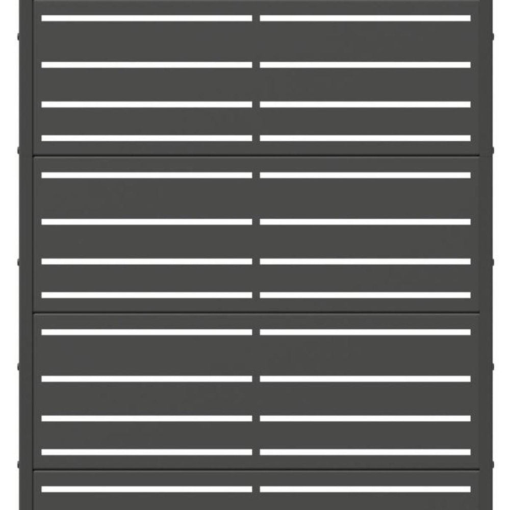 72" Black Striped Steel Six Panel Outdoor Privacy Screen HomeRoots