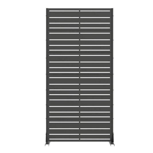 72" Black Striped Steel Six Panel Outdoor Privacy Screen
