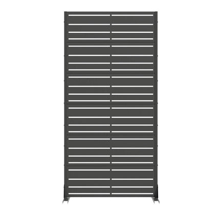 72" Black Striped Steel Six Panel Outdoor Privacy Screen