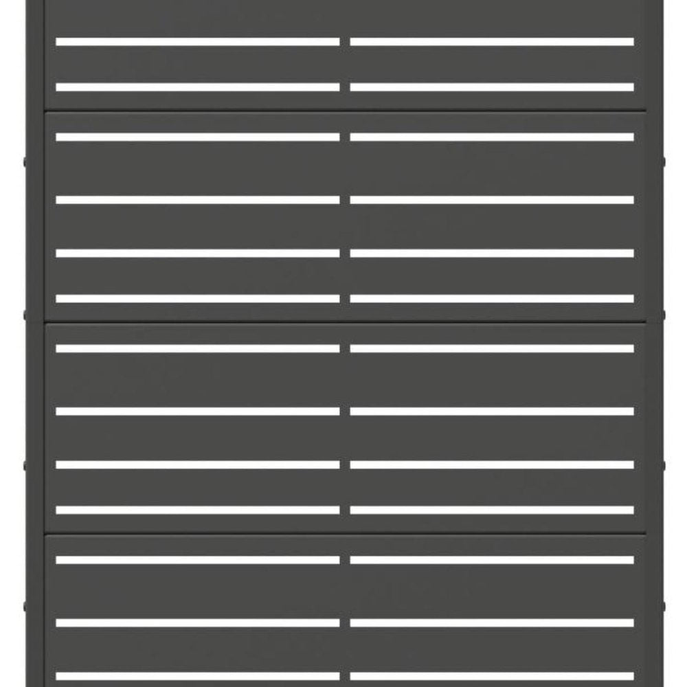 72" Black Striped Steel Six Panel Outdoor Privacy Screen HomeRoots