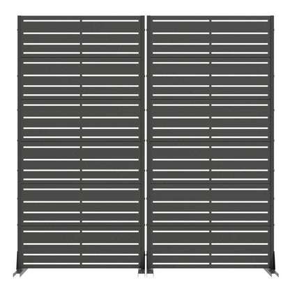 Set Of Two Black Striped Steel 12 Outdoor Privacy Screen