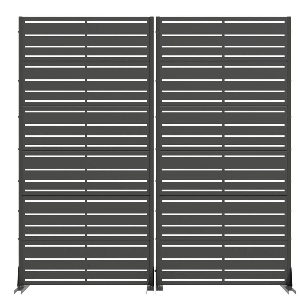 Set Of Two Black Striped Steel 12 Outdoor Privacy Screen HomeRoots