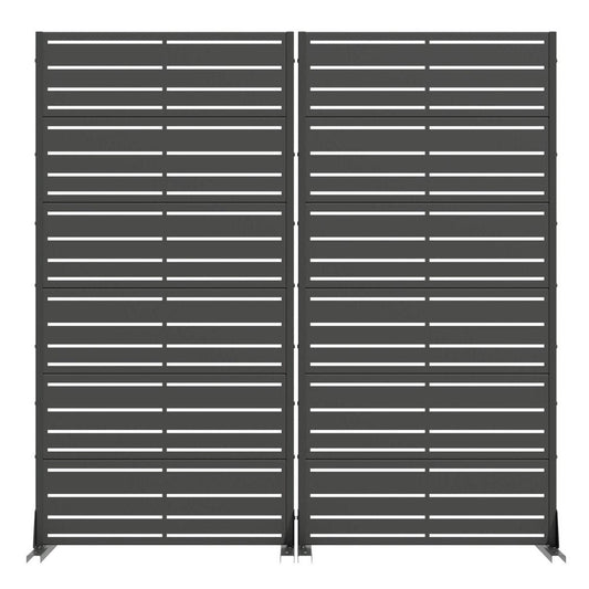 Set Of Two Black Striped Steel 12 Outdoor Privacy Screen