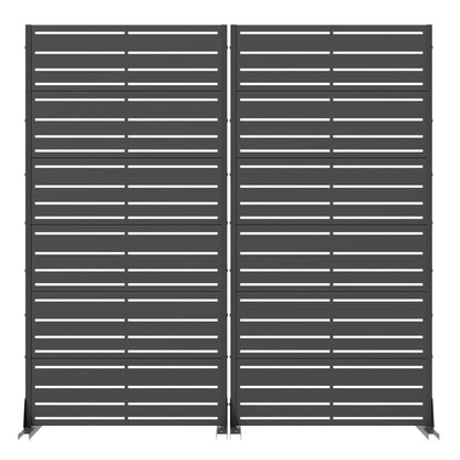 Set Of Two Black Striped Steel 12 Outdoor Privacy Screen