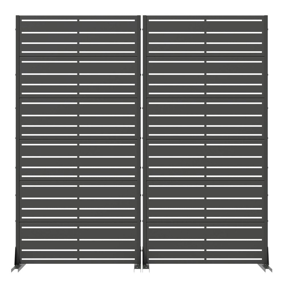 Set Of Two Black Striped Steel 12 Outdoor Privacy Screen HomeRoots