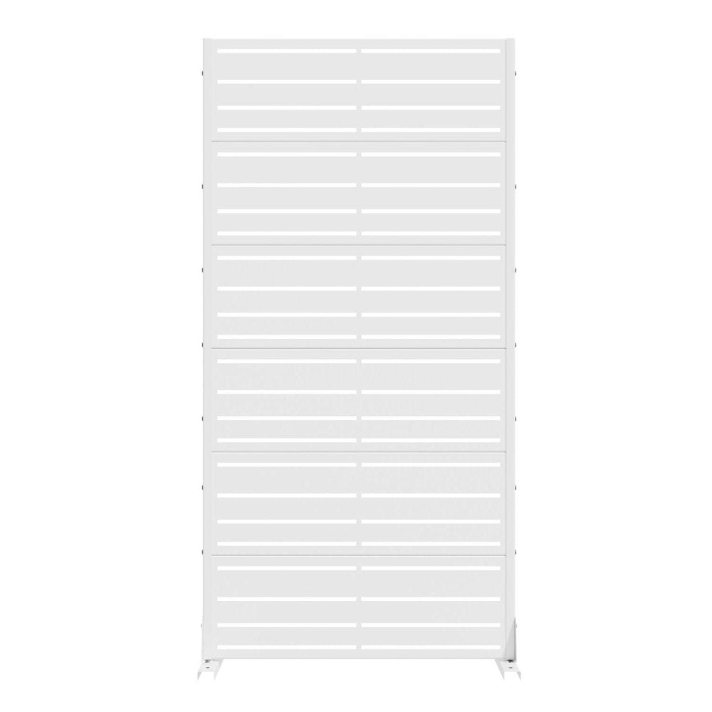 72" White Striped Steel Six Panel Outdoor Privacy Screen — view 3