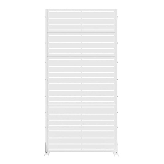 72" White Striped Steel Six Panel Outdoor Privacy Screen