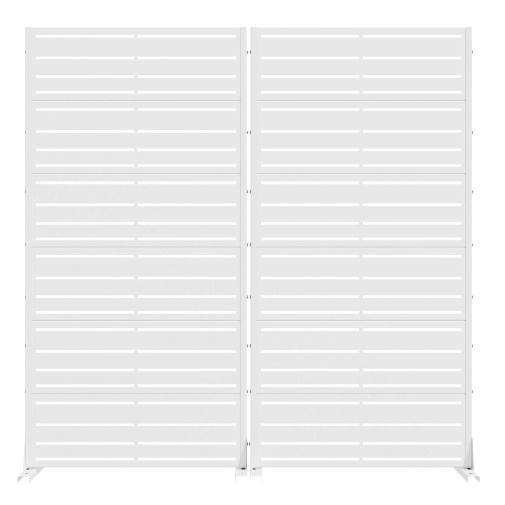 Set Of Two White Striped Steel 12 Outdoor Privacy Screen — view 4