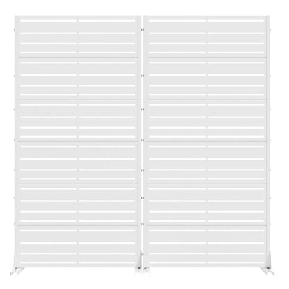 Set Of Two White Striped Steel 12 Outdoor Privacy Screen HomeRoots