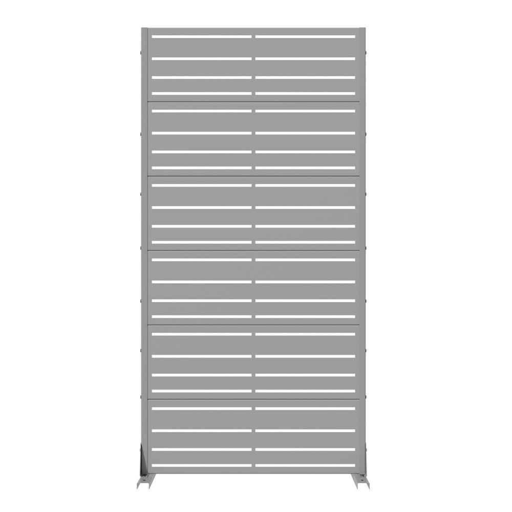 72" Gray Striped Steel Six Panel Outdoor Privacy Screen HomeRoots