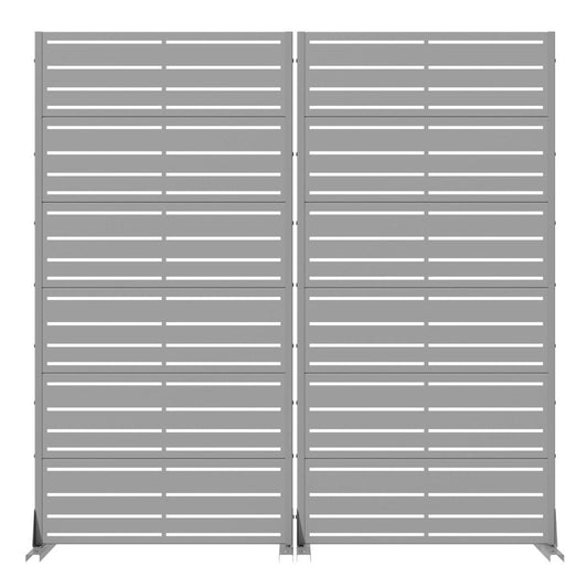 Set Of Two Gray Striped Steel 12 Outdoor Privacy Screen