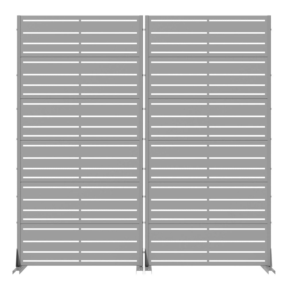 Set Of Two Gray Striped Steel 12 Outdoor Privacy Screen HomeRoots