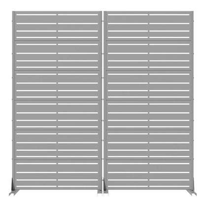 Set Of Two Gray Striped Steel 12 Outdoor Privacy Screen HomeRoots