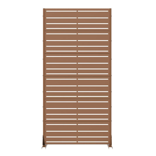 72" Brown Striped Steel Six Panel Outdoor Privacy Screen