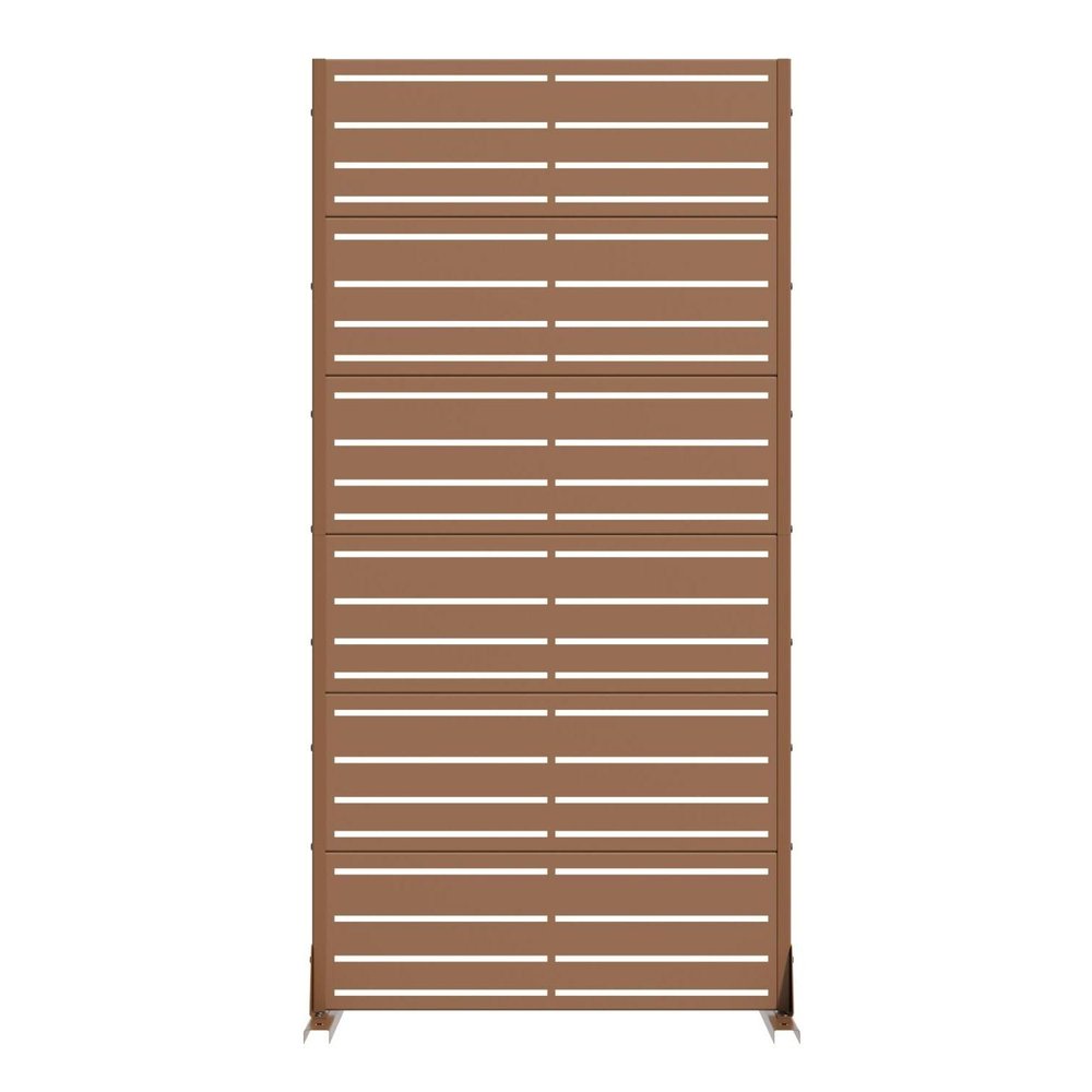72" Brown Striped Steel Six Panel Outdoor Privacy Screen HomeRoots