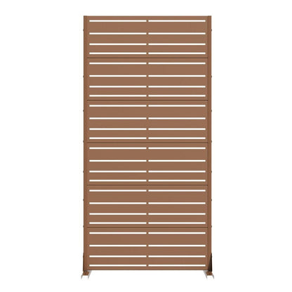72" Brown Striped Steel Six Panel Outdoor Privacy Screen HomeRoots