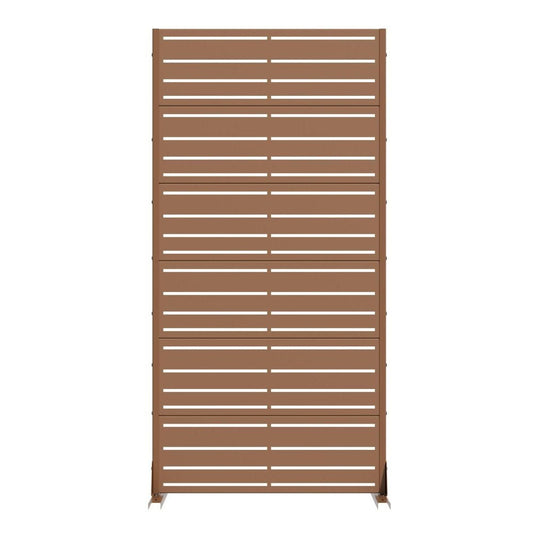 72" Brown Striped Steel Six Panel Outdoor Privacy Screen