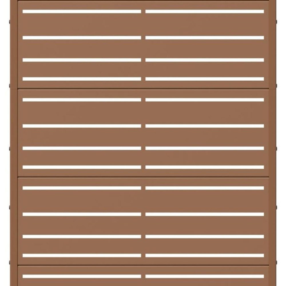 72" Brown Striped Steel Six Panel Outdoor Privacy Screen HomeRoots