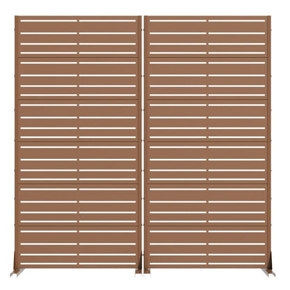 72" Brown Striped Steel 12 Outdoor Privacy Screen HomeRoots