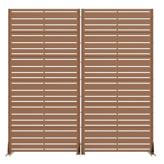 72" Brown Striped Steel 12 Outdoor Privacy Screen
