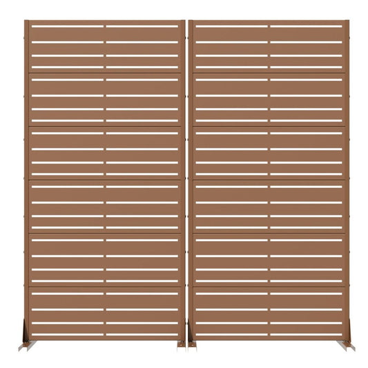 72" Brown Striped Steel 12 Outdoor Privacy Screen
