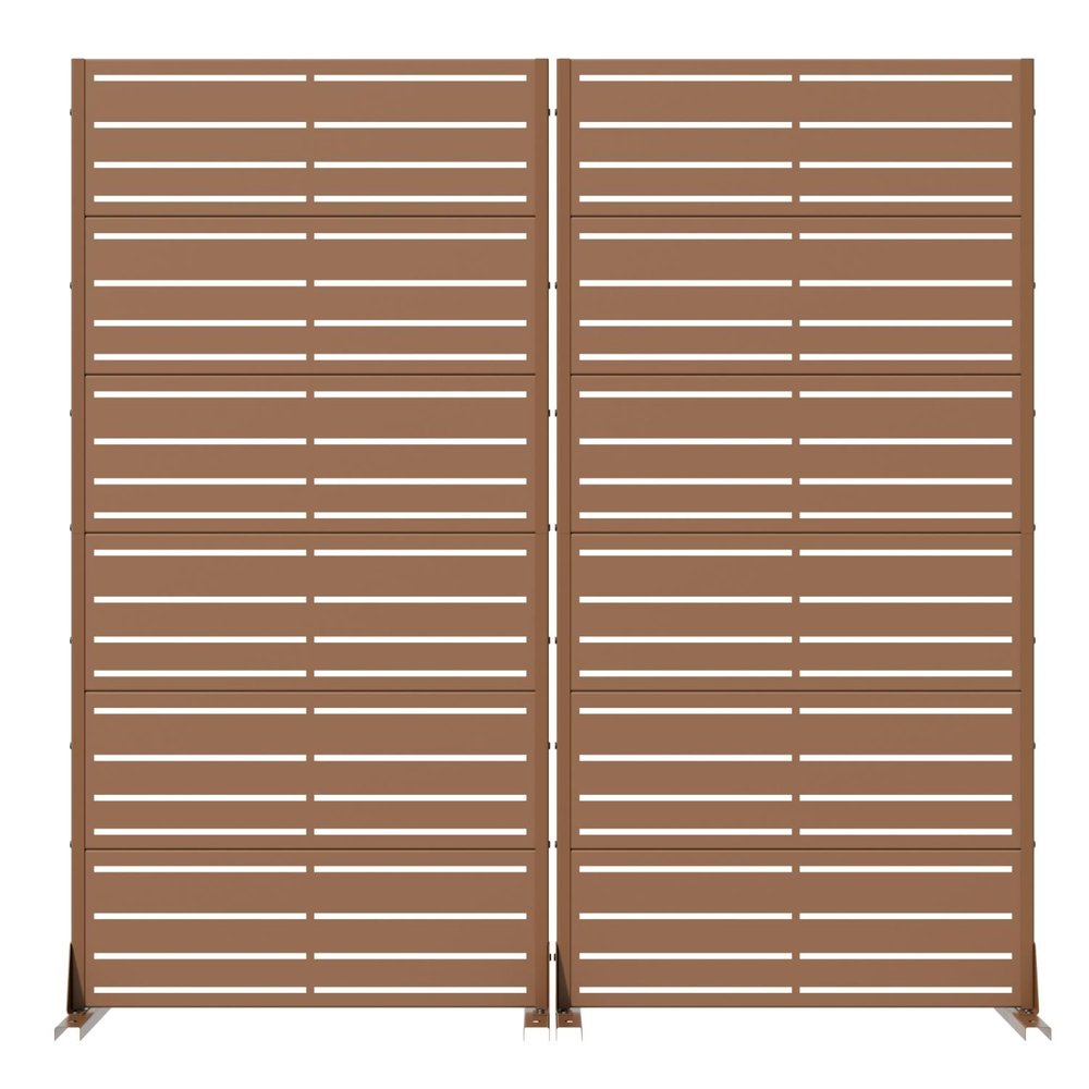 72" Brown Striped Steel 12 Outdoor Privacy Screen — view 1