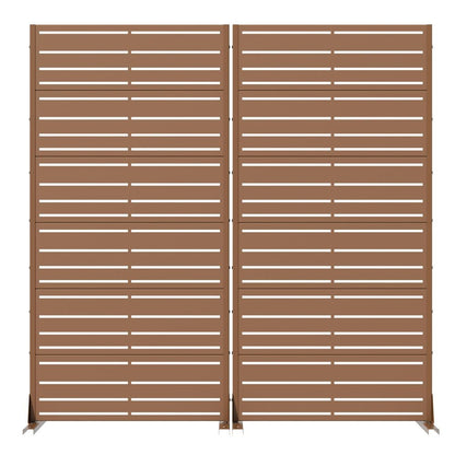 72" Brown Striped Steel 12 Outdoor Privacy Screen HomeRoots