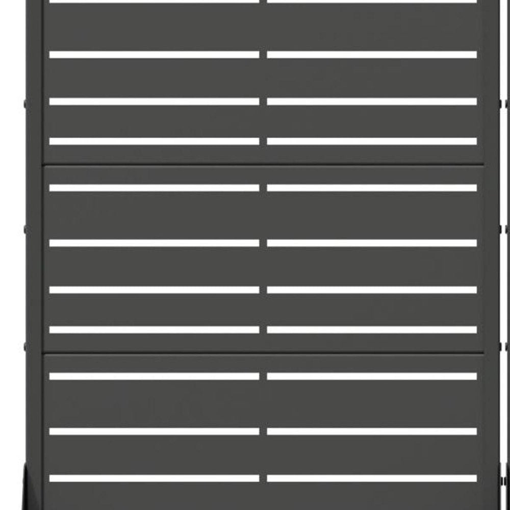 60" Black Striped Steel Ten Panel Outdoor Privacy Screen HomeRoots