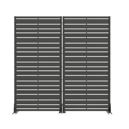 60" Black Striped Steel Ten Panel Outdoor Privacy Screen HomeRoots