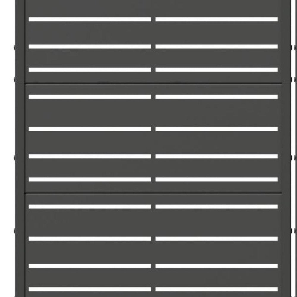 60" Black Striped Steel Ten Panel Outdoor Privacy Screen HomeRoots
